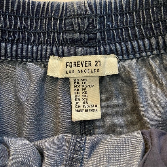 F21 Blue Chambray Cotton Zipper Shorts size XS - Picture 3 of 4